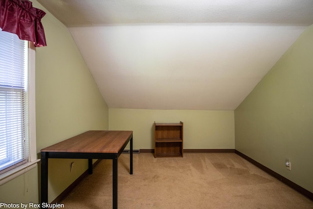 892 W Forest Ave, Muskegon, MI 49441 - additional living space with vaulted ceiling, light carpet, and plenty of natural light
