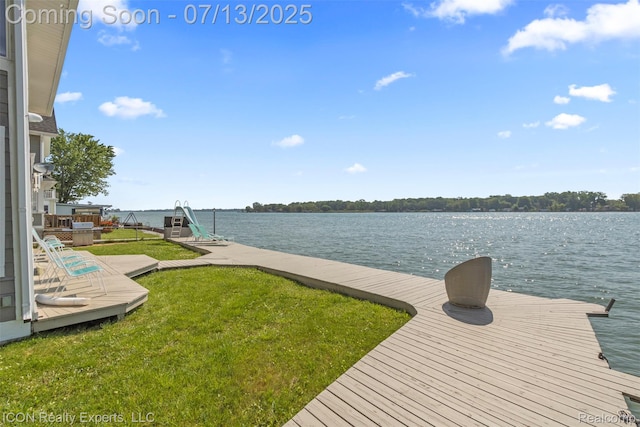 106 St Clair River Dr, Algonac, MI 48001 - dock featuring a lawn and a water view