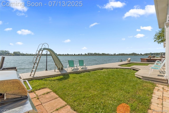 106 St Clair River Dr, Algonac, MI 48001 - view of green lawn featuring a water view and a dock