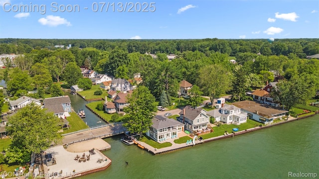 106 St Clair River Dr, Algonac, MI 48001 - aerial view of residential area featuring a large body of water and a forest