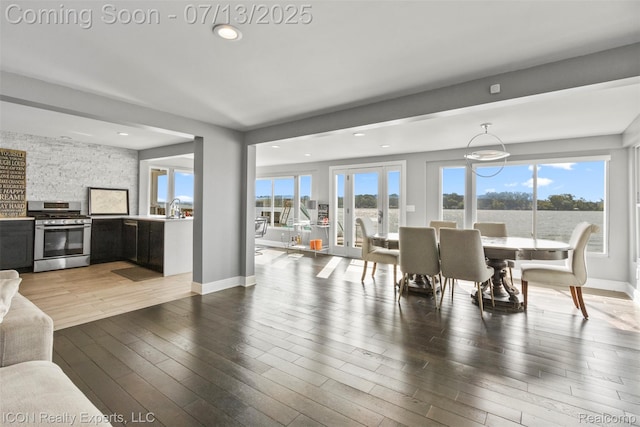 106 St Clair River Dr, Algonac, MI 48001 - dining space featuring wood finished floors and recessed lighting
