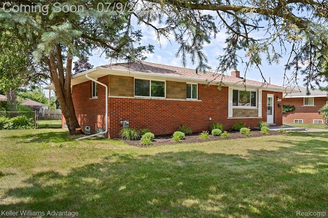 44249 Donley Dr, Sterling Heights, MI 48314 - ranch-style house featuring brick siding and a chimney