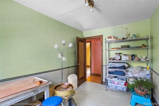 122 Linden Ct, Ypsilanti, MI 48197 - office with a textured ceiling, tile patterned floors, and a textured wall