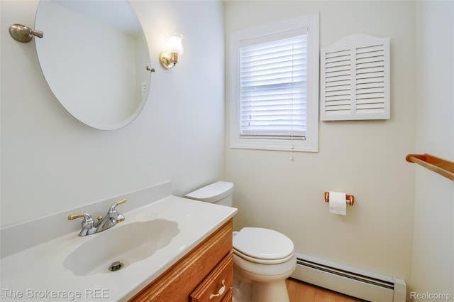 11247 Irish Rd, Otisville, MI 48463 - half bathroom featuring a baseboard heating unit and vanity