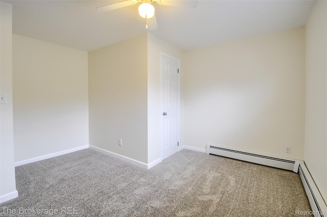 11247 Irish Rd, Otisville, MI 48463 - carpeted empty room with a baseboard radiator and a ceiling fan