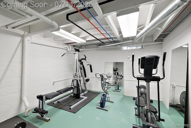 54561 Laurel Dr, Macomb, MI 48042 - exercise room with a textured wall