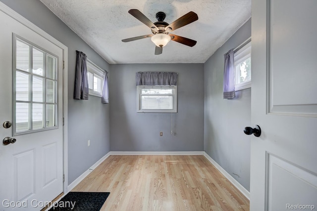 1977 Princeton Rd, Troy, MI 48072 - empty room with light wood-style floors, ceiling fan, and a textured ceiling