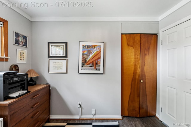 23316 Brookdale Blvd, Saint Clair Shores, MI 48082 - bedroom featuring dark wood-style floors and baseboards