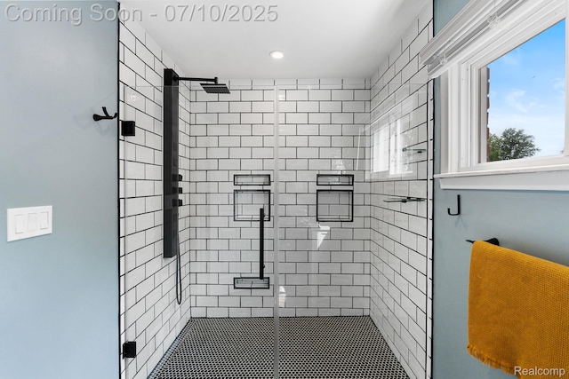 23316 Brookdale Blvd, Saint Clair Shores, MI 48082 - bathroom with a stall shower and recessed lighting