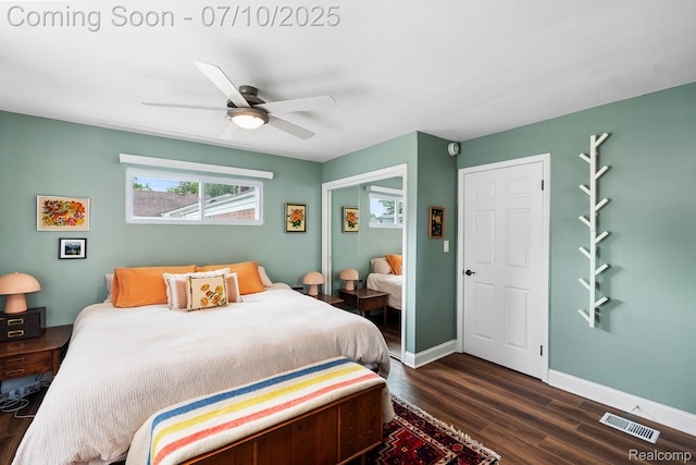 23316 Brookdale Blvd, Saint Clair Shores, MI 48082 - bedroom with dark wood-style floors and a ceiling fan