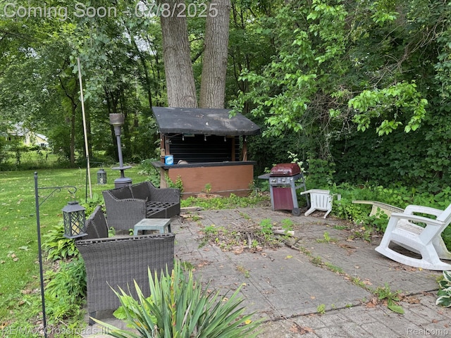 6785 Belleville Rd, Van Buren, MI 48111 - view of patio featuring grilling area and an outdoor structure