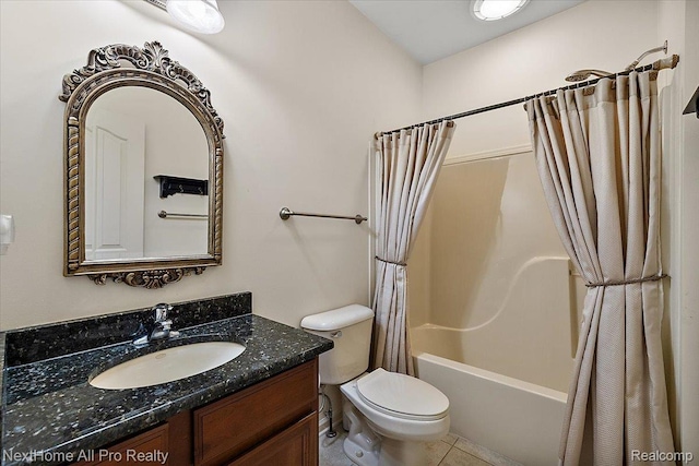 838 Knolls Landing Dr Unit 6, Milford, MI 48381 - bathroom featuring shower / bath combo, vanity, and tile patterned flooring