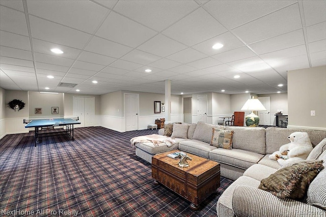 838 Knolls Landing Dr Unit 6, Milford, MI 48381 - carpeted living room featuring recessed lighting and baseboards