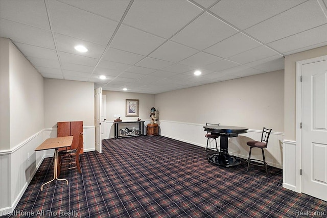 838 Knolls Landing Dr Unit 6, Milford, MI 48381 - recreation room featuring carpet, recessed lighting, and a drop ceiling