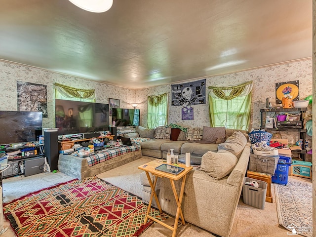 476 Borgess Ave, Monroe, MI 48162 - carpeted living room featuring wallpapered walls