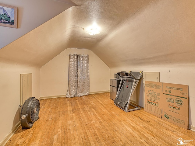476 Borgess Ave, Monroe, MI 48162 - additional living space with hardwood / wood-style floors, vaulted ceiling, and a textured ceiling