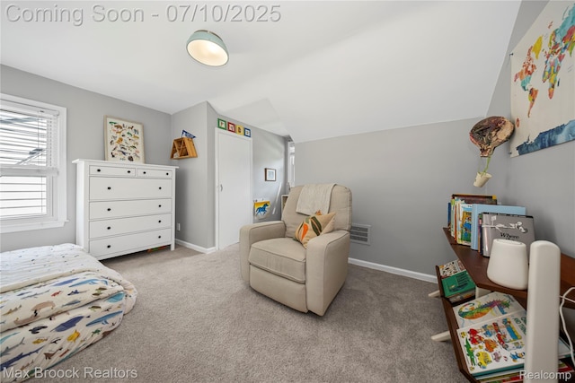 903 Oakridge Ave, Royal Oak, MI 48067 - carpeted bedroom featuring lofted ceiling and baseboards