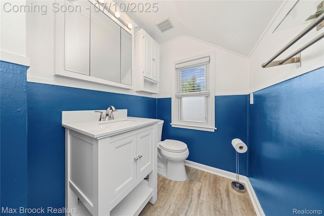 903 Oakridge Ave, Royal Oak, MI 48067 - bathroom with vaulted ceiling, vanity, and wood finished floors
