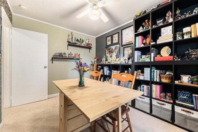 411 Edgemoor Ave, Kalamazoo, MI 49001 - carpeted office space featuring crown molding and ceiling fan