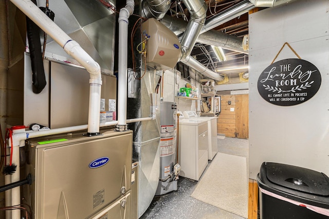 411 Edgemoor Ave, Kalamazoo, MI 49001 - utilities featuring separate washer and dryer, gas water heater, and heating unit
