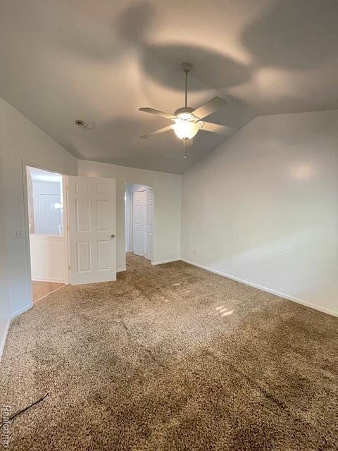 30885 Lee Frank Ln, Madison Heights, MI 48071 - spare room featuring lofted ceiling, carpet, and a ceiling fan