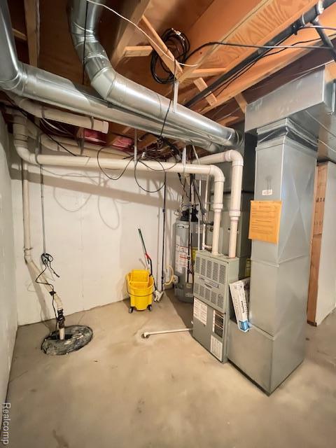 30885 Lee Frank Ln, Madison Heights, MI 48071 - unfinished basement with gas water heater and heating unit