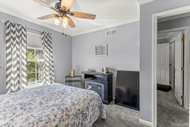 29520 Hunter St, Trenton, MI 48183 - bedroom with carpet, crown molding, and ceiling fan