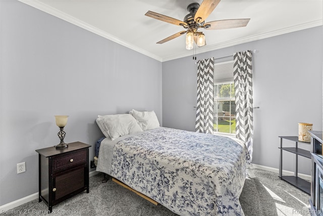 29520 Hunter St, Trenton, MI 48183 - carpeted bedroom with crown molding and a ceiling fan