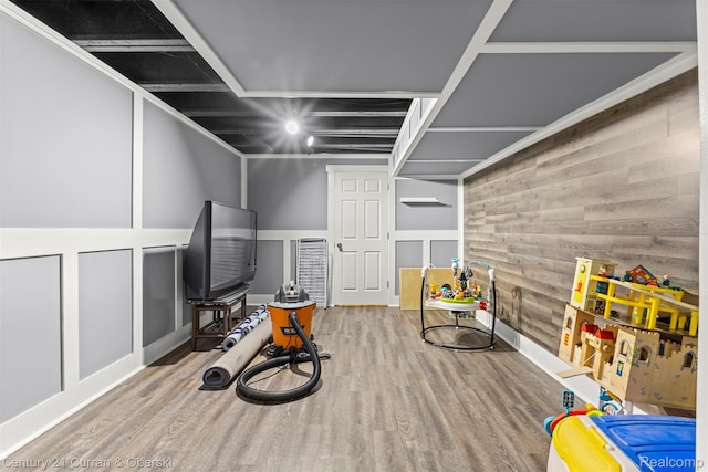 29520 Hunter St, Trenton, MI 48183 - rec room featuring wood finished floors and wood walls