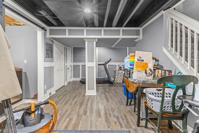 29520 Hunter St, Trenton, MI 48183 - finished basement with wood finished floors and stairs