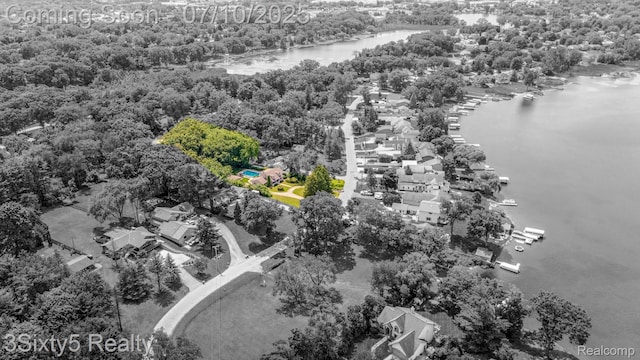 4375 Island Park Dr, Waterford, MI 48329 - drone / aerial view of a large body of water and a heavily wooded area
