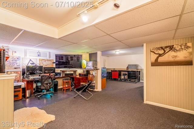 4375 Island Park Dr, Waterford, MI 48329 - carpeted office space with a drop ceiling