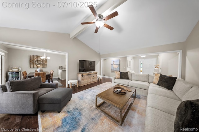 14125 Bangor Dr, Sterling Heights, MI 48313 - living area with wood finished floors, a chandelier, and a ceiling fan