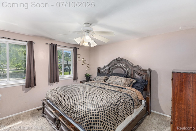41173 Cimarron St, Clinton Township, MI 48038 - bedroom featuring light colored carpet and ceiling fan
