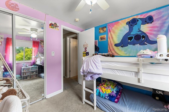 22031 Birch St, Woodhaven, MI 48183 - carpeted bedroom with a closet and a ceiling fan