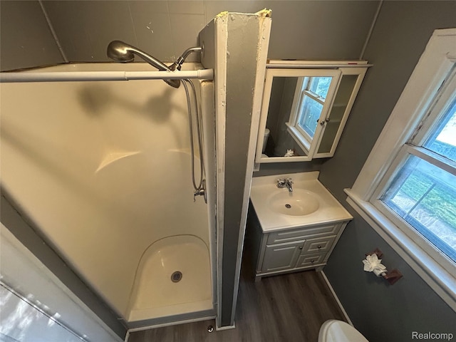 7 E Noble Ave, Monroe, MI 48162 - full bath featuring wood finished floors, vanity, and a stall shower
