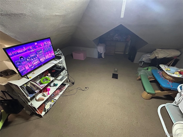 7 E Noble Ave, Monroe, MI 48162 - game room featuring a textured ceiling and lofted ceiling