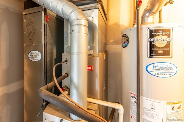 2165 Leighton Dr, Shelby Twp, MI 48317 - utility room with gas water heater and heating unit