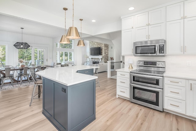 3603 Elk Ct, Zeeland, MI 49464 - kitchen featuring appliances with stainless steel finishes, healthy amount of natural light, light wood-style floors, and recessed lighting