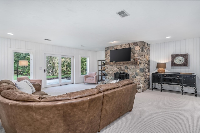 3603 Elk Ct, Zeeland, MI 49464 - living area featuring carpet floors and a fireplace
