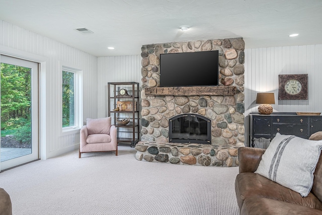 3603 Elk Ct, Zeeland, MI 49464 - carpeted living area featuring a fireplace