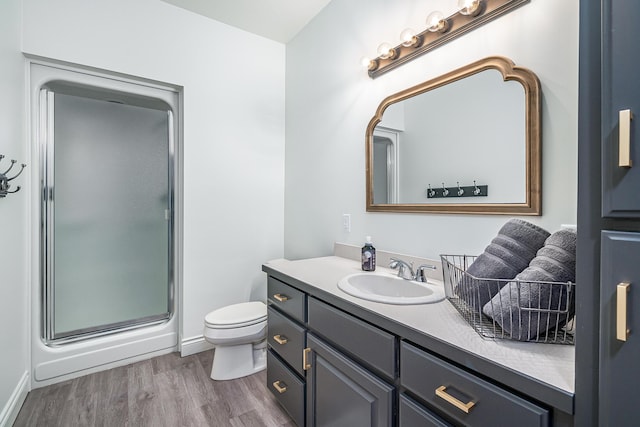 3603 Elk Ct, Zeeland, MI 49464 - full bathroom featuring vanity, a shower stall, and wood finished floors