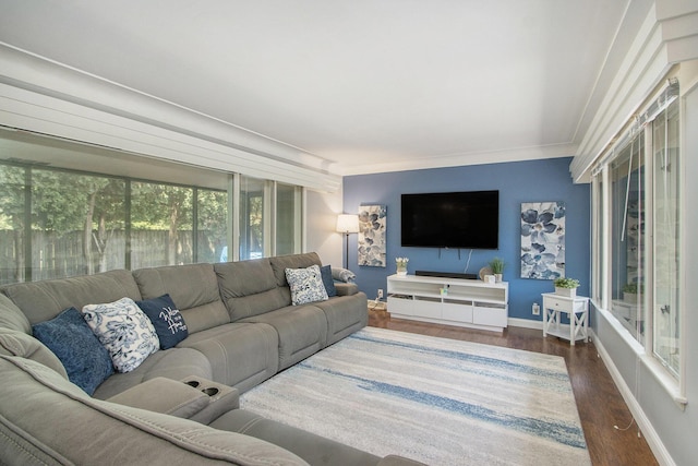 3715 Lancaster Dr, Kalamazoo, MI 49006 - living area with wood finished floors and ornamental molding