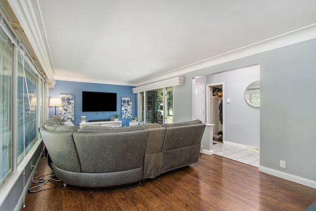 3715 Lancaster Dr, Kalamazoo, MI 49006 - living area featuring wood finished floors and crown molding