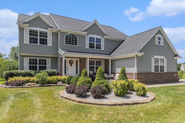 5775 Libby Ct, Dexter, MI 48130 - traditional-style home featuring brick siding, a front lawn, and a shingled roof
