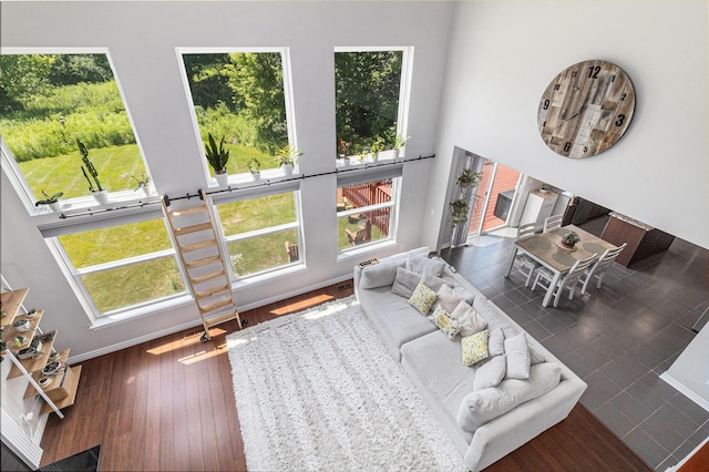 5775 Libby Ct, Dexter, MI 48130 - living area featuring a towering ceiling and wood finished floors