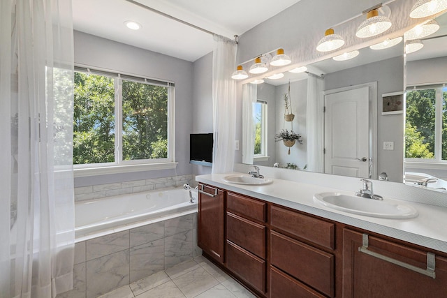 5775 Libby Ct, Dexter, MI 48130 - full bath with tiled bath and double vanity