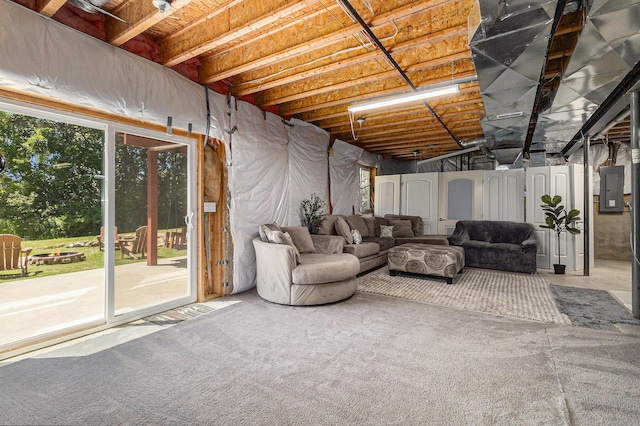 5775 Libby Ct, Dexter, MI 48130 - carpeted living area with electric panel