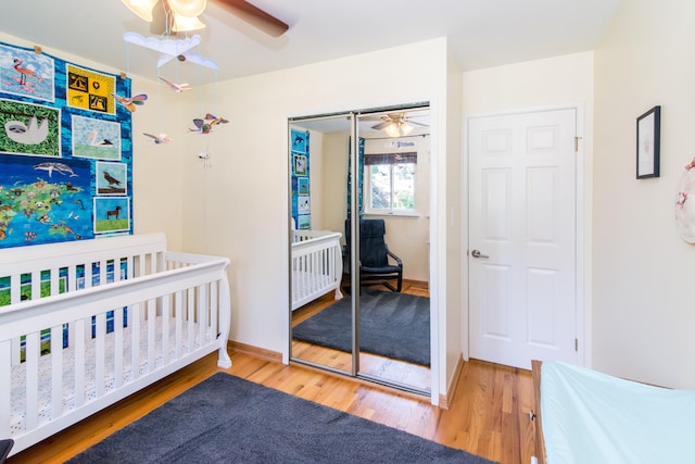 39079 Ross St, Livonia, MI 48154 - bedroom with a closet, wood finished floors, and ceiling fan
