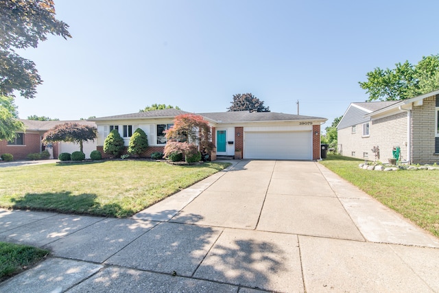 39079 Ross St, Livonia, MI 48154 - single story home featuring a garage, brick siding, a front lawn, and driveway
